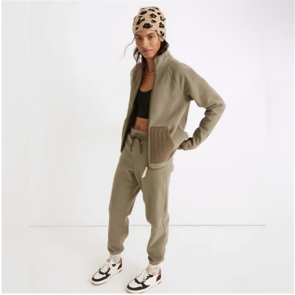 A15 Madewell MWL Betterfleece Zip-Up Quilted-Pocket Jacketβ In Green Women's
